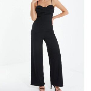 QUIZ Women's Cowl Neck Palazzo Jumpsuit- NWT BLACK SIZE 14